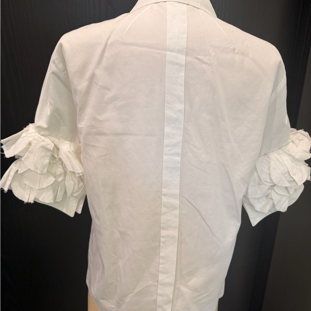 Givenchy White Button Down Shirt with Ruffle Sleeves - Picture 6 of 12
